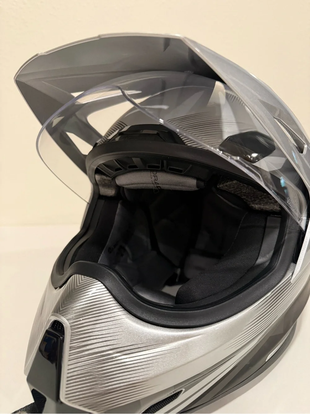 Icon Silver Dual-Purpose Motorcycle Helmet with Clear Visor